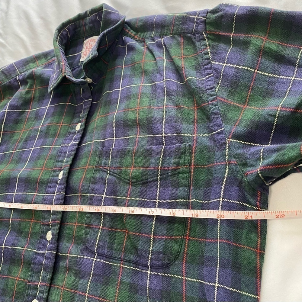 Brooks Brothers flannel button down shirt plaid green purple red size Small - Picture 11 of 12